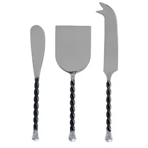 Trending Cheese Tool Set Twist Design Mango negro Cubiertos Mesa para restaurantes elegantes y hoteles - Product Image 1