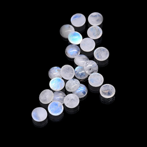 Natural Rainbow Moonstone Crystal Smooth Round Blue Cabochon Loose Gemstone Cabins - Product Image 3