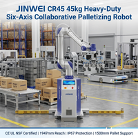 JINWEI DS-CR45 45kg 1947mm Paletteur 5 axes avec boîte de vitesses et roulement CE ISO 10218 8 pièces/min pour une productivité supérieure dans l'industrie lourde