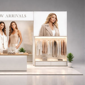 Stand de Exhibición para Ferias Comerciales de Ropa de 10 x 20 pies con Caja de Luz, Fondo y Estante - Product Image 4