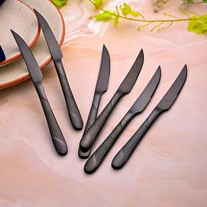 Nightfall Stainless Steel <b>Black</b> <b>Dinner</b> Knife <b>Set</b> of 6 - Product Image 2