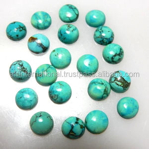 Cabujón turquesa tibetano natural calibrado 6MM piedra preciosa suelta redonda - Product Image 3