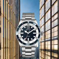 Reloj de Cuarzo AURORA con Correa de Malla de Acero Inoxidable Estilo Deportivo, Esfera de Cristal de Zafiro de 42 mm, Manecillas con Indicadores Luminosos, Movimiento 10