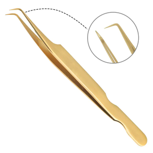 Pinzas de cejas de pestañas de acero inoxidable personalizables profesionales OEM al por mayor pinzas de extensión curvas rectas competitivas - Product Image 3