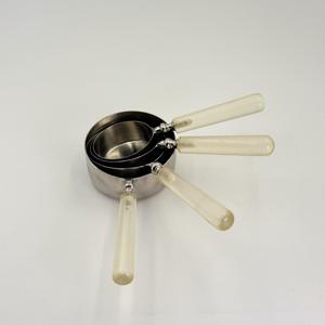 <b>Set</b> of 4 Stainless Steel <b>Measuring</b> <b>Cups</b> with Transparent Resin Handles Durable and Stylish for Accurate Cooking and Baking - Product Image 3