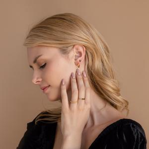 Onyx Fleur Boucles D'oreilles 925 Argent Plaqué Or Délicat Noir Gemme Floral Boucles D'oreilles en Or Art Déco Bijoux Cadeau pour Elle - Product Image 1