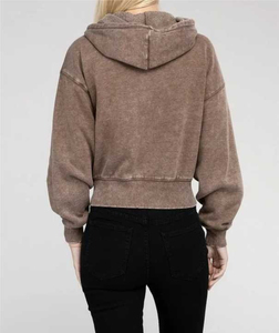 Survêtement à capuche d'hiver délavé à l'acide pour femmes Streetwear personnalisé 2 pièces ensemble de survêtements à capuche de haute qualité pour femmes - Product Image 4