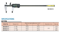 Mitutoyo Long ABSOLUTE Digimatic Caliper Série 500 Technologie d'encodage exclusive de haute qualité 0-450 mm Résolution 0,01 mm SR44