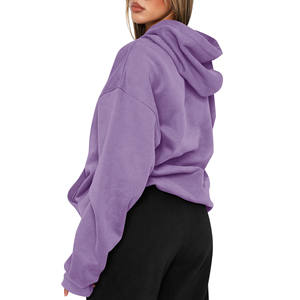 Sweat à capuche d'hiver pour femmes tricoté automne polaire lourde imprimé lettre motif goutte épaule Streetwear Style Hoodies - Product Image 6