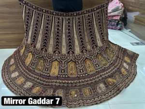 Royal Velvet Bridal Lehenga Heavy Mirror Jarkan Work 4M Flair Double Can Choli 1,2 M Two Heavy Dupattas Party - Product Image 4