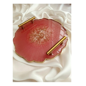 Plateau de service en résine fantaisie pour hôtel, plateau en résine de qualité supérieure en Inde, entièrement fait main, produits artisanaux. - Product Image 5