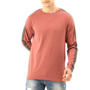 เสื้อยืดแขนยาวสำหรับผู้ชายเสื้อยืดผ้าฝ้ายพิมพ์ลายแขนยาวแห้งเร็วโลโก้ตามสั่งสีทึบ - Product Image 1