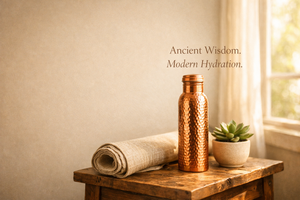 Hot Selling 34 OZ/ 1000 ML Pure Copper Water <b>Bottle</b> 1 Litre For Drinking Hammered Pattern Wholesale Copper Water <b>Bottle</b> - Product Image 2