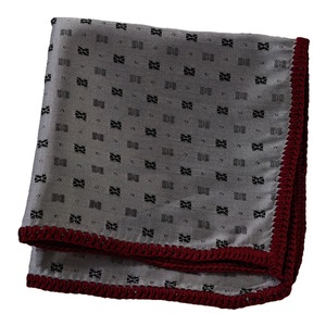 Handmade Gray Geometric Knitted <b>Edge</b> Pocket <b>Square</b> Signature Border 100% Silk British Style Dining Companion for Blazers Suit - Product Image 2