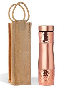 Nouvelle arrivée Bouteille d'eau en cuivre pur pour le bureau avec sac de transport en jute et boîte imprimée Article de super vente disponible à la vente - Product Image 2