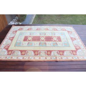 Grand tapis turc vintage 5,2x7,7 pieds, tapis rouge uni en laine - Product Image 3