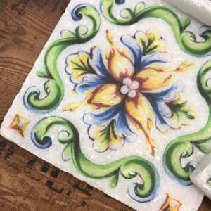 Dessous de Verre en Marbre Majolique Italienne Aquarelle - Product Image 5