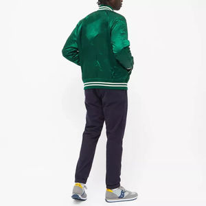 แจ็กเก็ตบอมเบอร์สำหรับผู้ชายผ้าซาติน2025กันลมระบายอากาศได้ดีปักโลโก้ด้านหน้า - Product Image 2