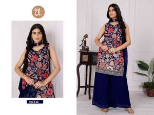 Trajes de Salwar Georgette étnicos de Pakistán indio de calidad superior y Plazzo bordado con Dupatta Último suministro al por mayor para la venta - Product Image 4