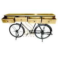 Meuble de présentation artisanal de style antique pour appartements et salons, avec un design de tiroir unique en forme de vélo, en métal, SUREN SPACE