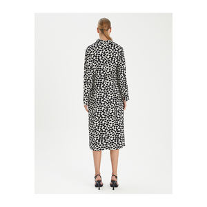 Robe de carrière VISKON YAKA DETAYLI MIDI BASKILI UNLINED NO POCKET sans ceinture - Product Image 5