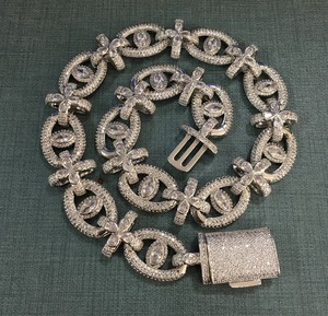 Nueva llegada 925 plata esterlina 18mm lujoso diseño Floral VVS moissanite collar de cadena de eslabones cubanos helado - Product Image 2