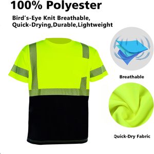 Camisa de manga larga de seguridad de manga corta verde con cintas reflectantes Seguridad 100% Poliéster Logotipo personalizado Ropa de trabajo de seguridad - Product Image 4