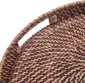 Bandeja de ratán moderna hecha a mano con acabado elegante, líneas limpias de madera para configuraciones de comedor formales informales decorativas para hogares contemporáneos - Product Image 3