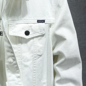 Chaqueta vaquera blanca corta informal de otoño para hombre, ropa de trabajo superior para hombre, chaqueta vaquera nueva - Product Image 3