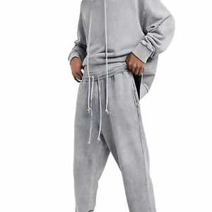 Ensemble de survêtement d'hiver pour hommes Top Trending French Terry Pantalon de survêtement évasé et sweat à capuche Streetwear Acid Wash Sweatsuit - Product Image 6