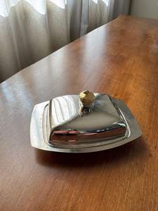 Decorative Metal Butter Dish <b>Holder</b> Contemporary Design Kitchen Dining Table Storage Essential - Product Image 1