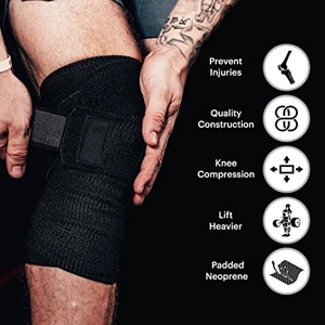 <b>Knee</b> Wraps Weightlifting, 78 Inch Elasticated Powerlifting <b>Compression</b> Bandages Support and Squats Deadlifts <b>Knee</b> Wraps - Product Image 6