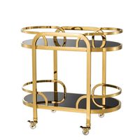 Chariot à 3 niveaux en métal avec finition plaquée or et marbre, utilisation intérieure et extérieure, pour servir du thé et du café, pour la maison et le jardin
