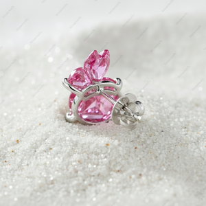 Boucles d'oreilles clous en argent sterling 925 plaqué or fin avec diamant rose fantaisie VVS VS de 25 carats certifié GIA IGI, cultivé en laboratoire, cadeau pour lui - Product Image 3