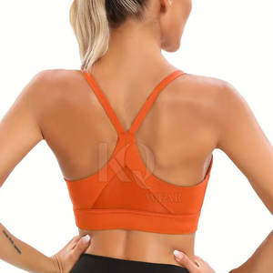 Sujetador deportivo de yoga para mujer, con almohadillas, tirantes ajustables, malla transpirable, para gimnasio, correr, fitness, entrenamiento, sin costuras, atlético, frontal. - Product Image 3