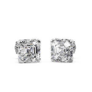 Boucles d'oreilles en diamant taille Asscher de 1,50 ct, or blanc 14 carats (H SI1-SI2) pour mariages et fiançailles, taille princesse avec placage or - Product Image 2