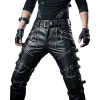 Shorts en cuir noir sur mesure pour homme, style super-héros, cosplay, motard, utilitaire, fait main, steampunk, formel, coupe droite, broderie, séchage rapide