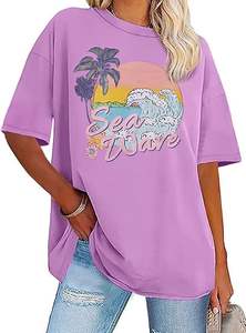 Camisetas de algodón de gran tamaño para mujer, camisetas de estilo de calle con estampado personalizado OEM con DTF o serigrafía - Product Image 2