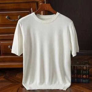 Camiseta de punto de manga corta a cuadros de paño regular para hombre, camiseta de verano con cuello redondo, informal de secado rápido de alta calidad - Product Image 5