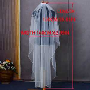 Voile de mariée Bridella BV132-IY1.5 en cristal blanc ivoire de luxe avec bordure en perles, 1 couche, décoration de fête de mariage, appliques en dentelle perlée, peigne - Product Image 6