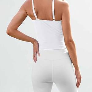 Nueva venta al por mayor V cuello gimnasio Fitness camiseta sin mangas para mujeres chalecos logotipo personalizado e impresión Stringer Color sólido camisetas mujeres - Product Image 6