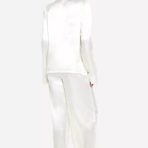 Breathable Custom Cotton Women's Pajamas Sleepwear Sets <b>Elastic</b> Waist Knee Length Front Logo Long Sleeves Winter - Product Image 6