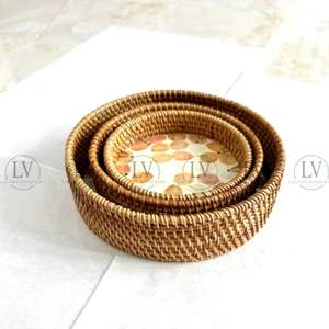 Haute Qualité Rotin Vadrouille Incrustation Plateau De Service Style Vintage Pour Table Restaurant Et Ustensiles De Cuisine En Gros Du Vietnam - Product Image 1