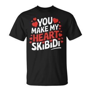 T-shirt unisex per adulti You Make My Heart Skibidi Valentine, manica corta, girocollo, stampa serigrafica - Product Image 1