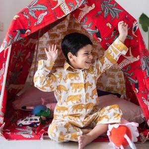 Venta al por mayor, barato, compra a granel, nuevo traje de noche para niños, mezcla de algodón, estampado, bloque de mano, ropa de dormir, vestido para niños - Product Image 1