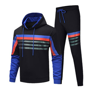 Best Quality Top Men's Casual Winter Fitness Clothing Thick Cotton Fleece Warm Breathable Tracksuits <b>Set</b> Printed Techniques - Product Image 1