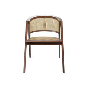 Modern Solid Teak Wood Dining <b>Chair</b> with Natural <b>Rattan</b> Woven Seat Backrest Waterproof for Indoor & <b>Outdoor</b> Use - Product Image 2