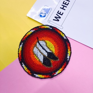 Handmade Beaded Tea Coaster Elegant Round Design with Colorful Beads Perfect for <b>Table</b> Decor Dining Coffee and Gifting - Product Image 6