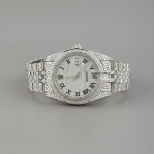 นาฬิกาหรูหรา ETA มอยส์ซาไนต์ สไตล์โบราณ เป็นมิตรกับสิ่งแวดล้อม ตัวเรือนสแตนเลส สไตล์ฮิปฮอป หน้าปัดเลขโรมัน กระจก สายยางขนาด 20 มม. วินเทจ - Product Image 1