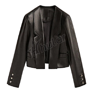 Chaqueta de cuero de mujer metálica de oro rosa, chaqueta de cuero elegante personalizada para exteriores, chaqueta de cuero de estilo vintage - Product Image 3
